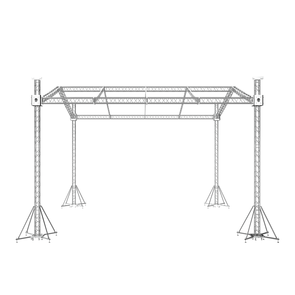 F34 Stage Roofing Truss System with Ground Support Speaker Wings and Chain Hoists – 32 x 30 x 32 Ft.