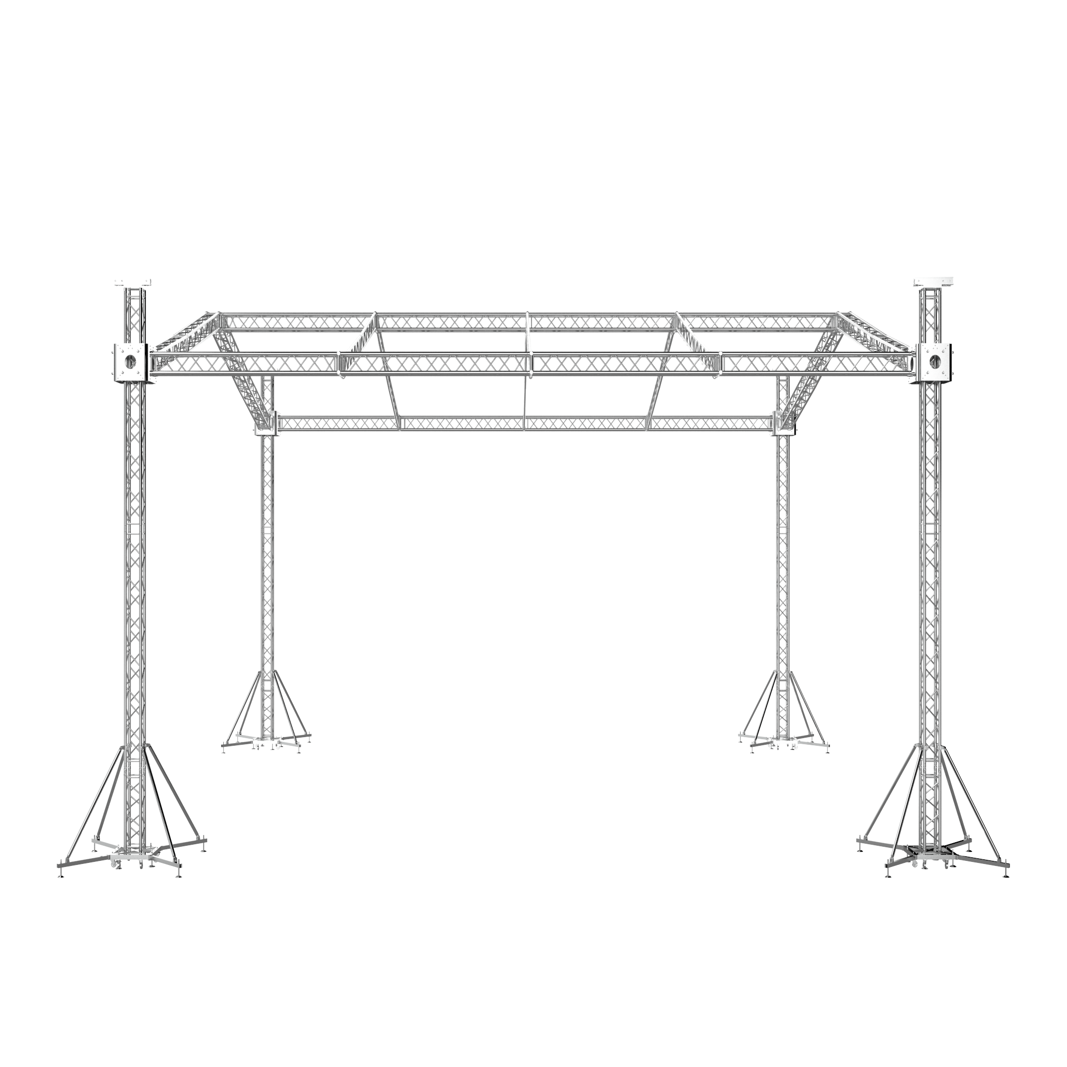 F34 Stage Roofing Truss System with Ground Support Speaker Wings and Chain Hoists – 32 x 30 x 32 Ft.